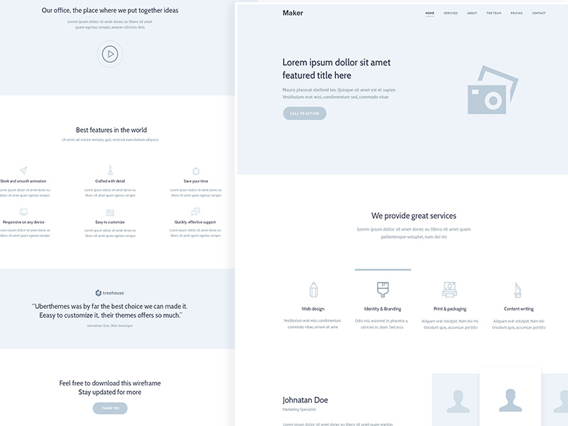 Wireframe landing page
