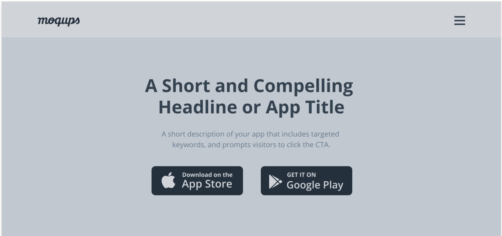 Mobile app landing page template