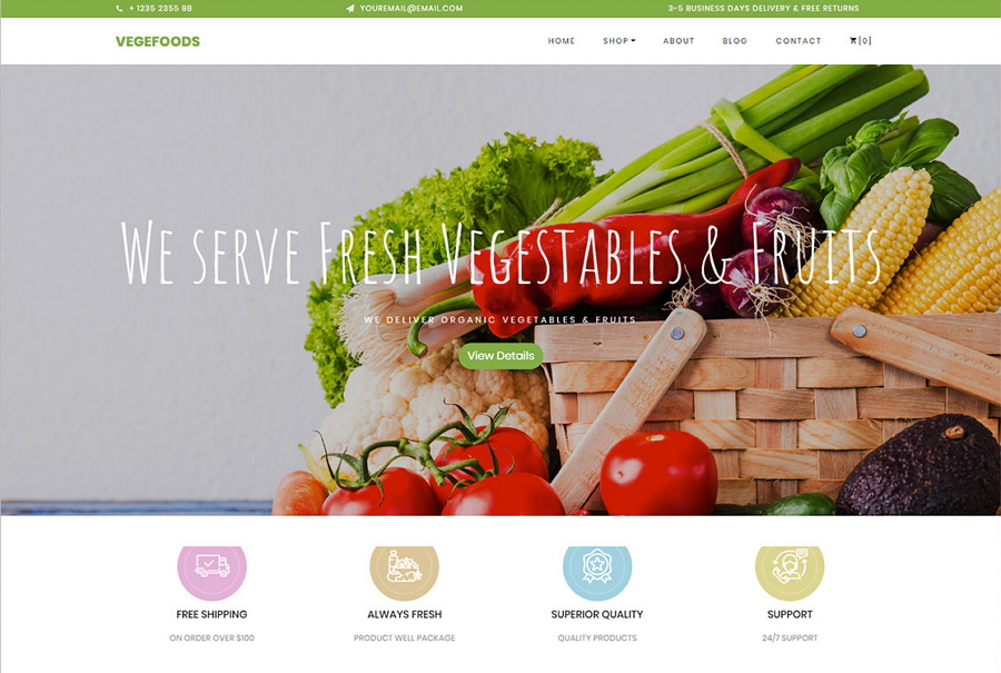 Vegefoods Free Ecommerce Template