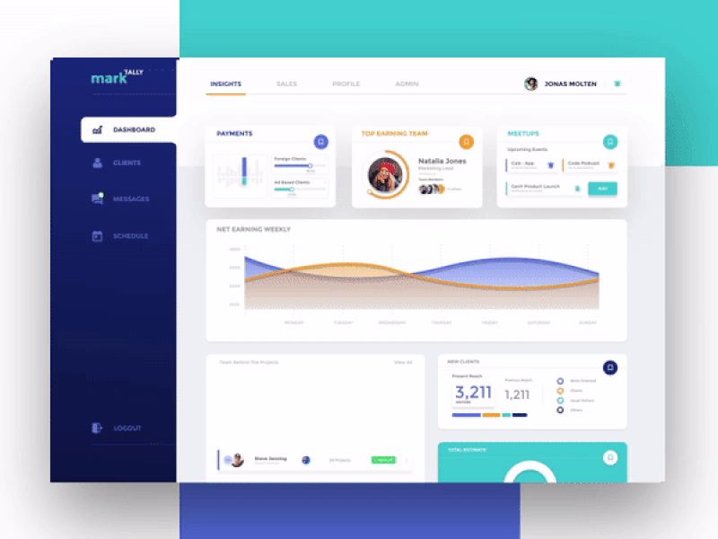 Dashboard design for an Education web app