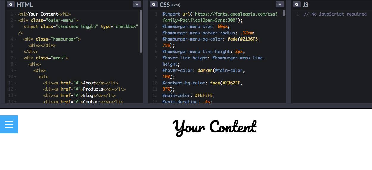 simple css hamburger menu css tricks