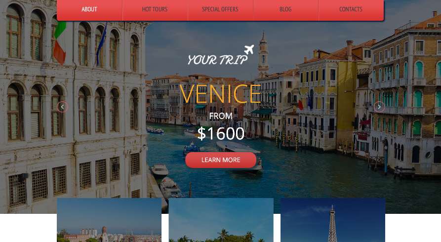 travel reservation website template