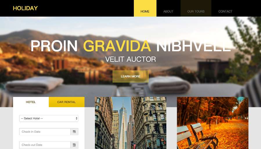 travel reservation website template