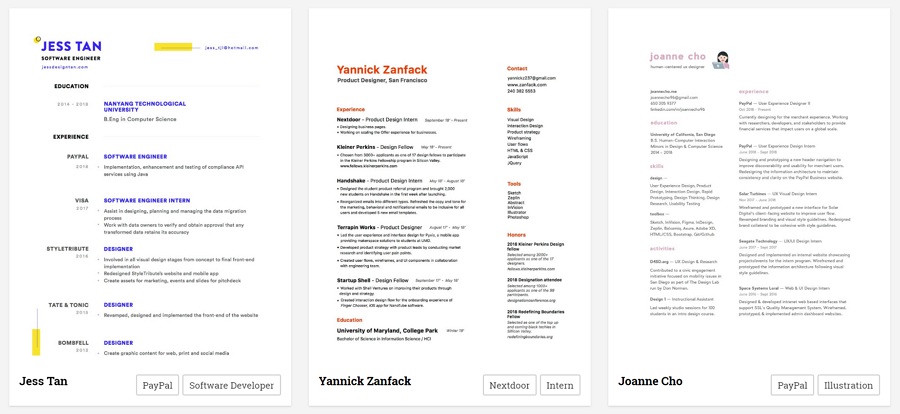 resume template for ui ux designer