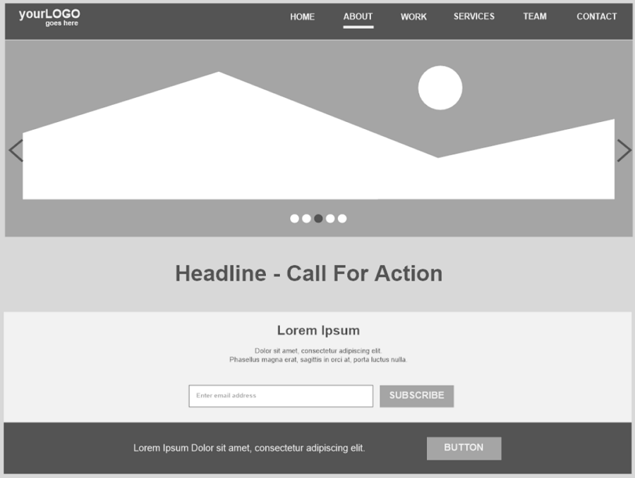 Home Page Hero and Navigation Wireframe