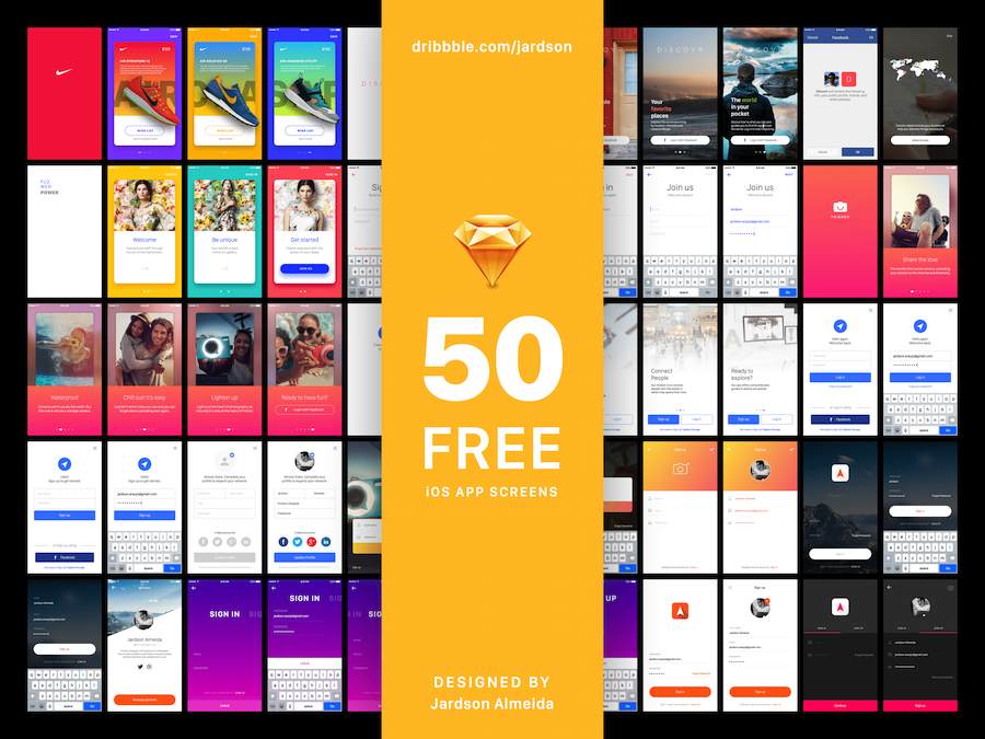 20 Best Free iOS App Templates/Kits PSD Sketch XD in 2019