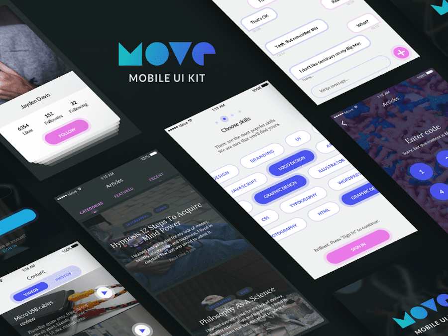 Mobile UI Kit＆Free iOS screens