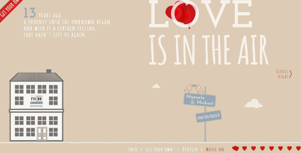Love Is In The Air - good wedding website example