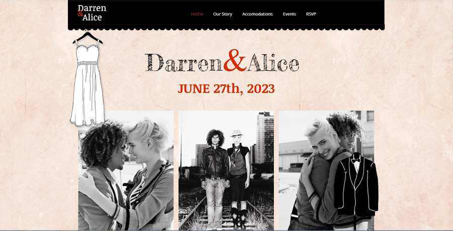 Darren and Alice Wedding Website Template Free