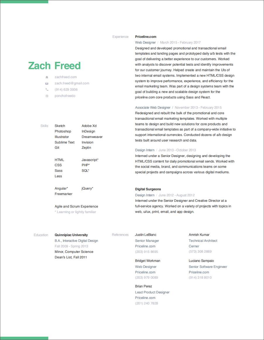 resume template for ui ux designer