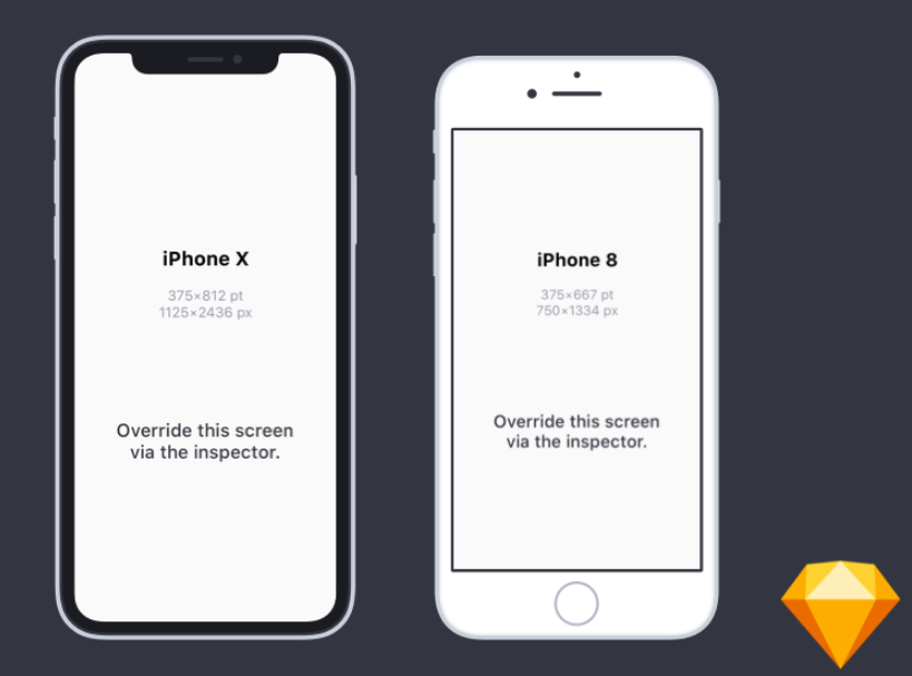 Flat iPhone X and iPhone 8 Mockups for Sketch