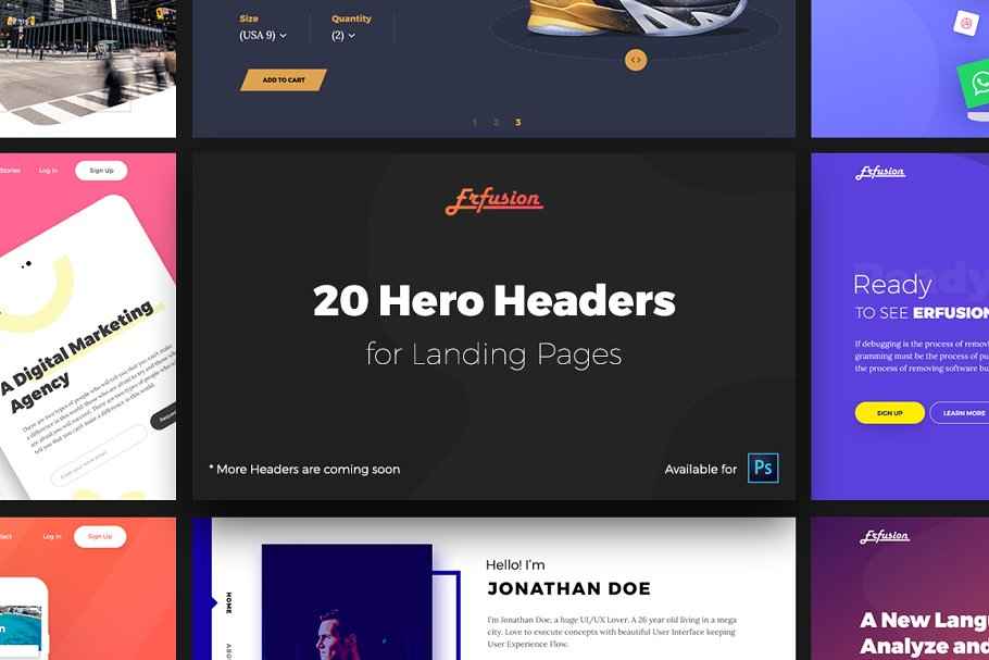 Web UI kit - 20 Hero Headers