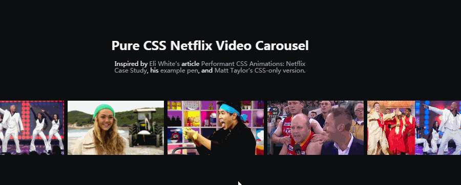 Pure CSS Netflix Video Carousel Template