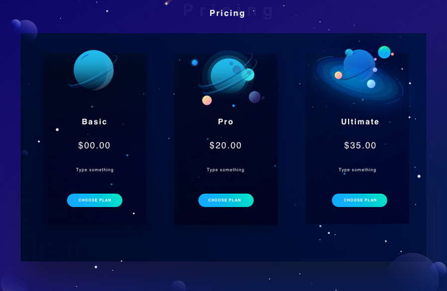 Pricing Page with Dark Theme