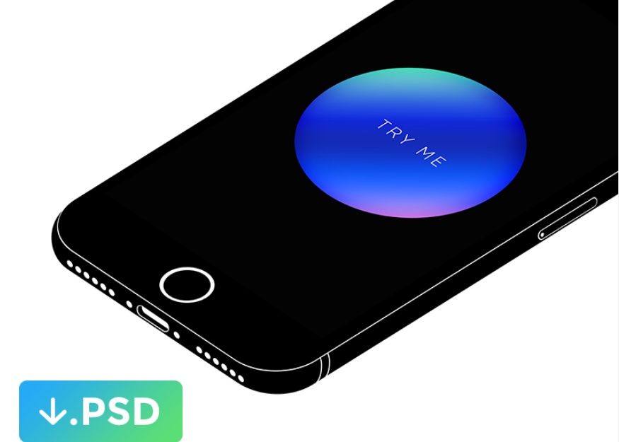 iPhone 7 minimal isometric mockup free PSD