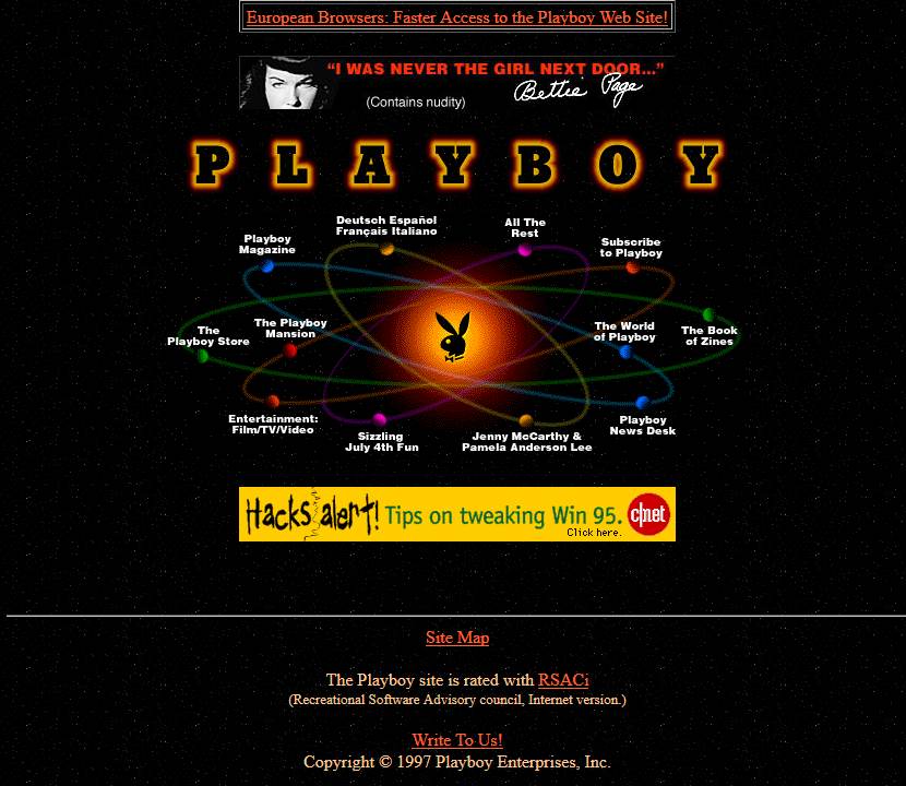 Playboy website looked like in 1997