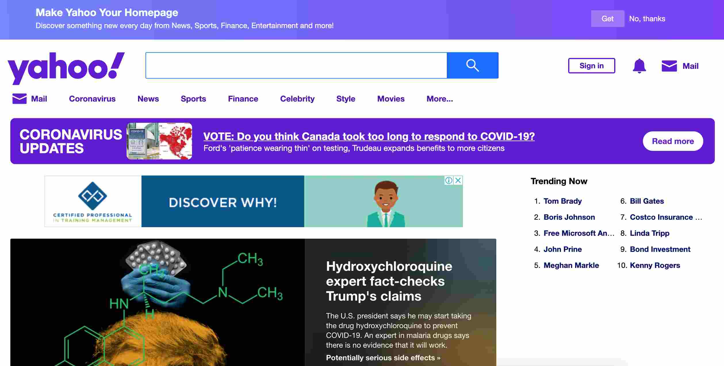 Yahoo new website design