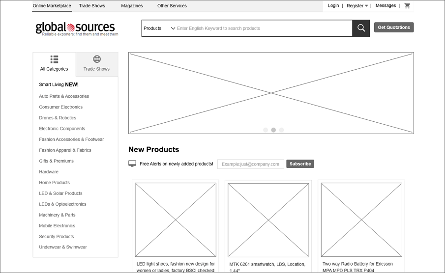 wireframe mockup of website