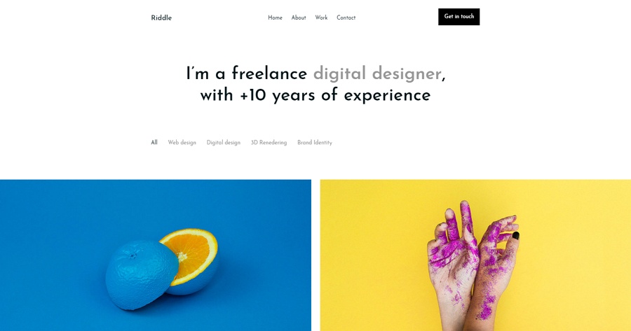 Rriddle – a mobile-ready freelancer portfolio template