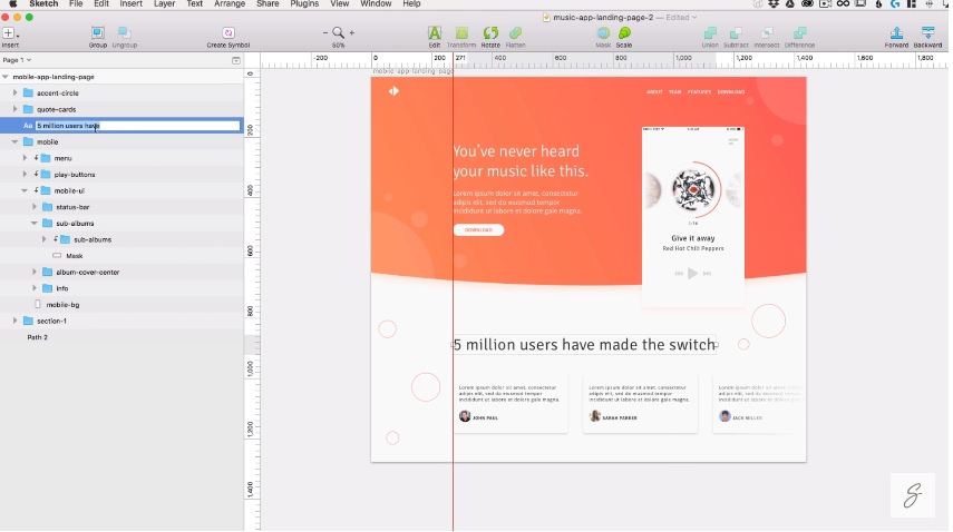 Sketch App Tutorial – Build a music app landing page in Sketch