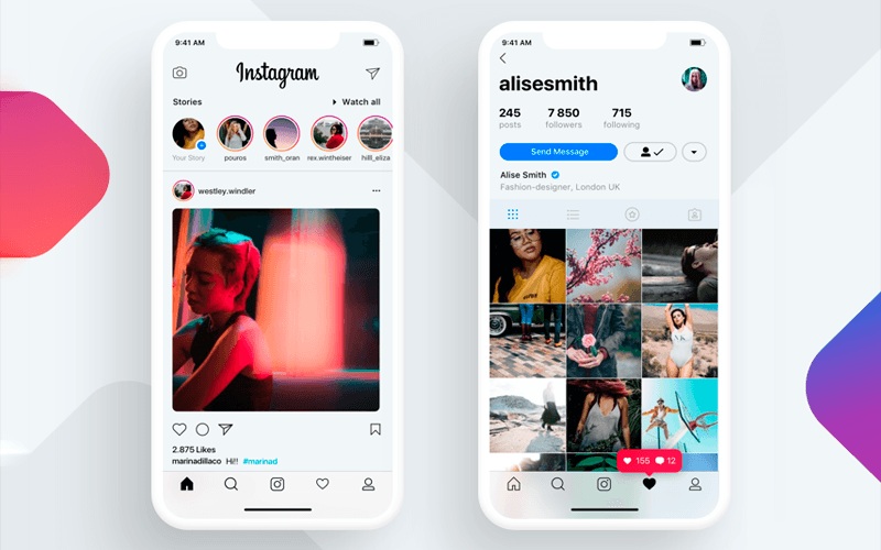iPhone X Instagram app concept by Cleveroad
