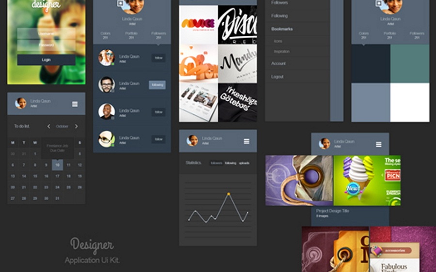 Designer Portfolio App Ui Kit PSD