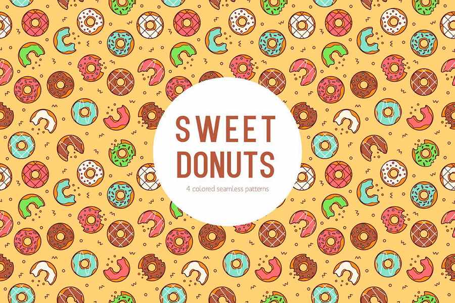 Sweet Donuts Vector Free Seamless Pattern