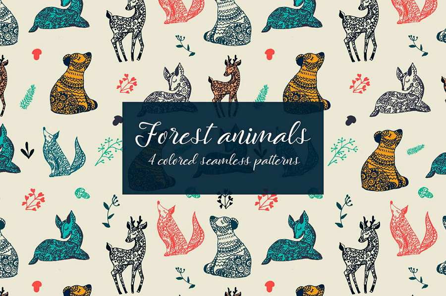 Forest Animals Vector Seamless Free Pattern