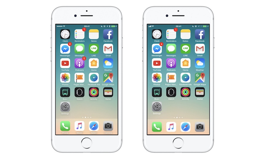 iOS10 vs iOS 11: homepage