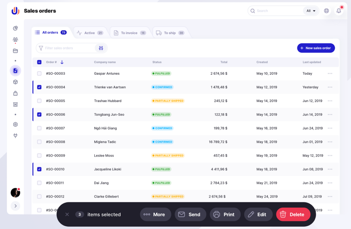 data modern ui table styles