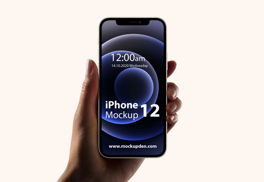 Free iPhone 12 in Hand Mockup Template