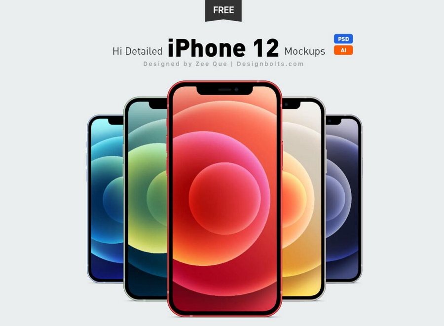 Free iPhone 12 Mockup Set