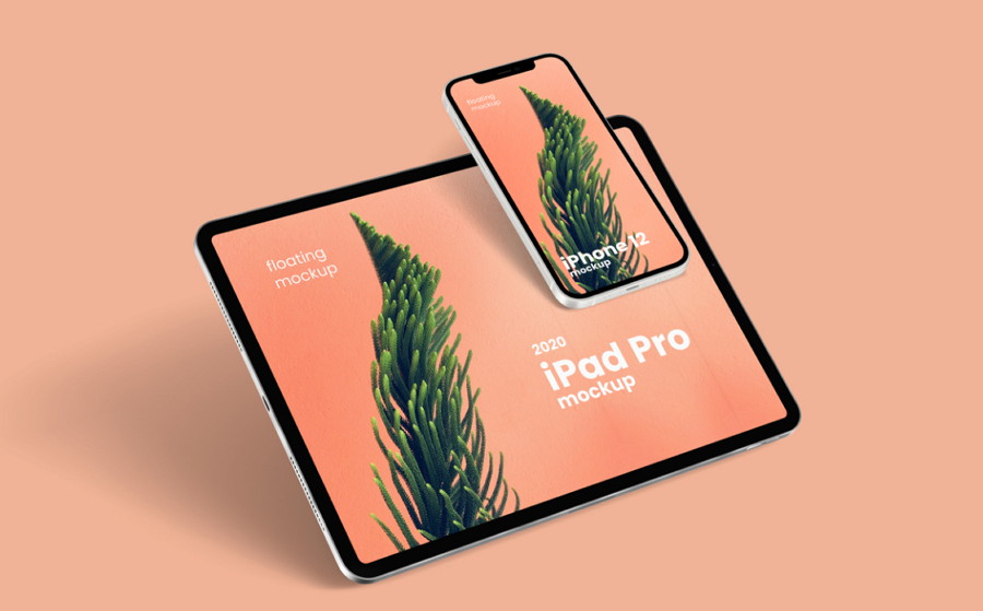 Floating iPhone 12 & iPad Pro Free Mockup