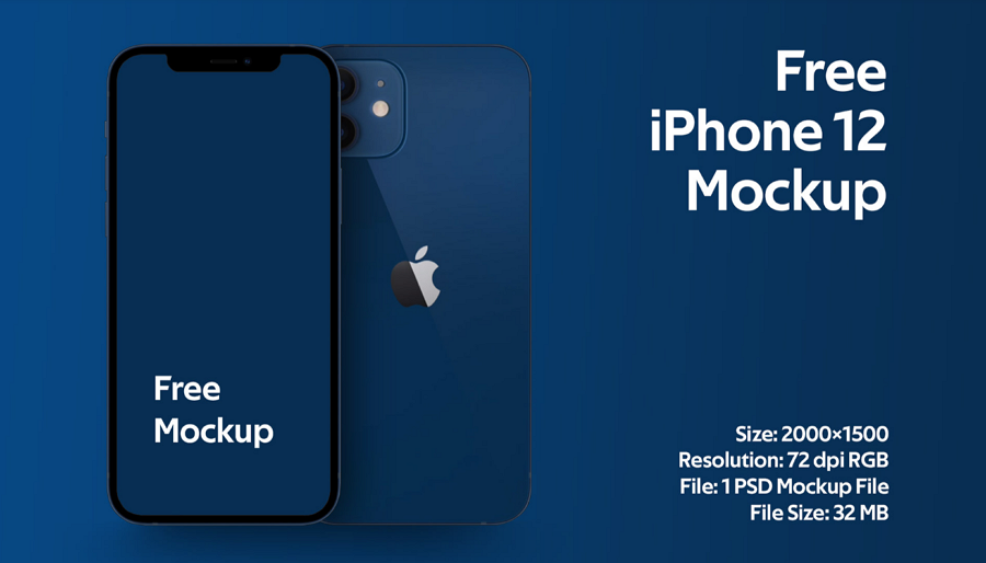 iPhone 12 Free Mockup PSD Web