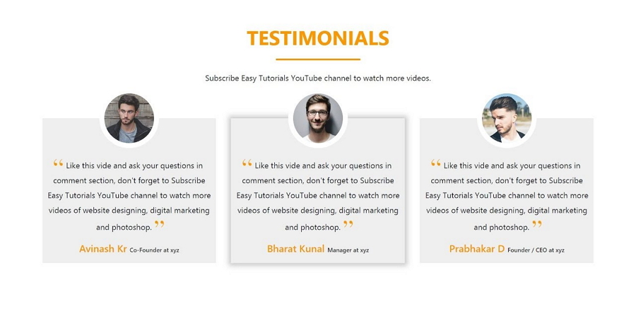 testimonial page design html