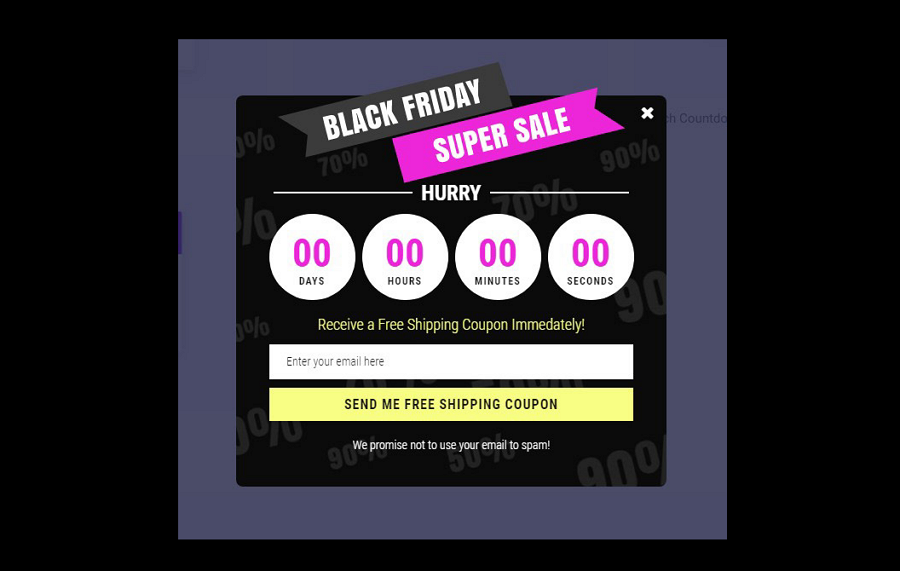 Black Friday Countdown Modal Alert