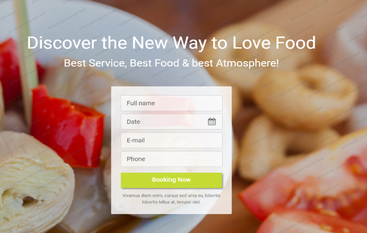 Free Restaurant Landing Page Template