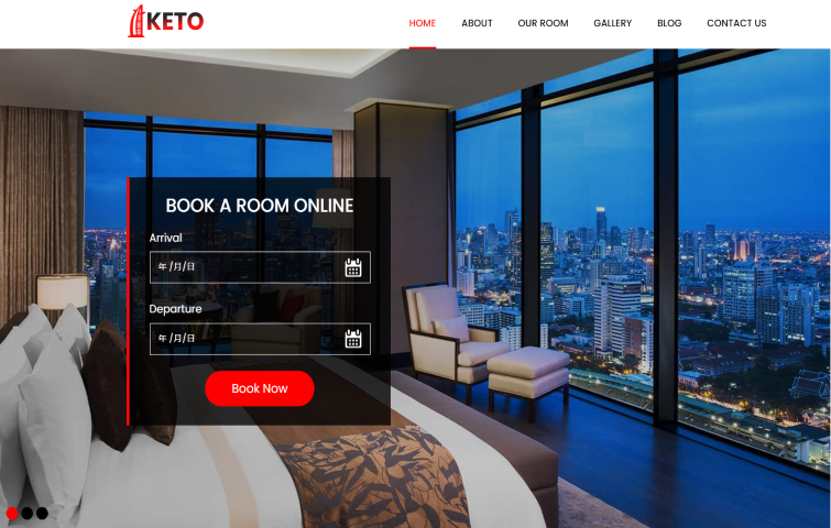 Keto – Free Responsive Bootstrap 4 Hotel Website Template