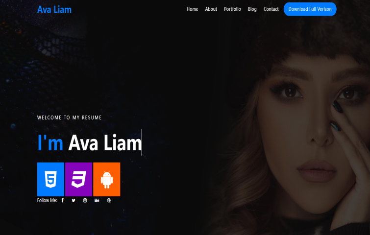 Ava - Personal Portfolio Free Landing Page Template