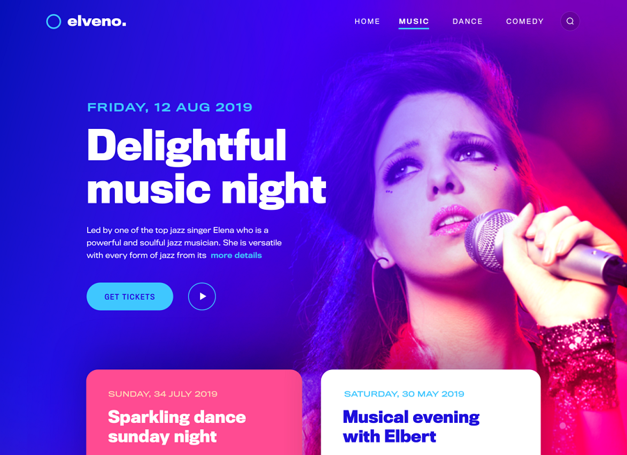 An event landing page example