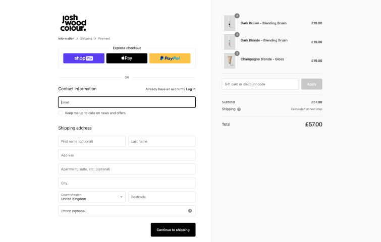 Ecommerce cart and checkout page design