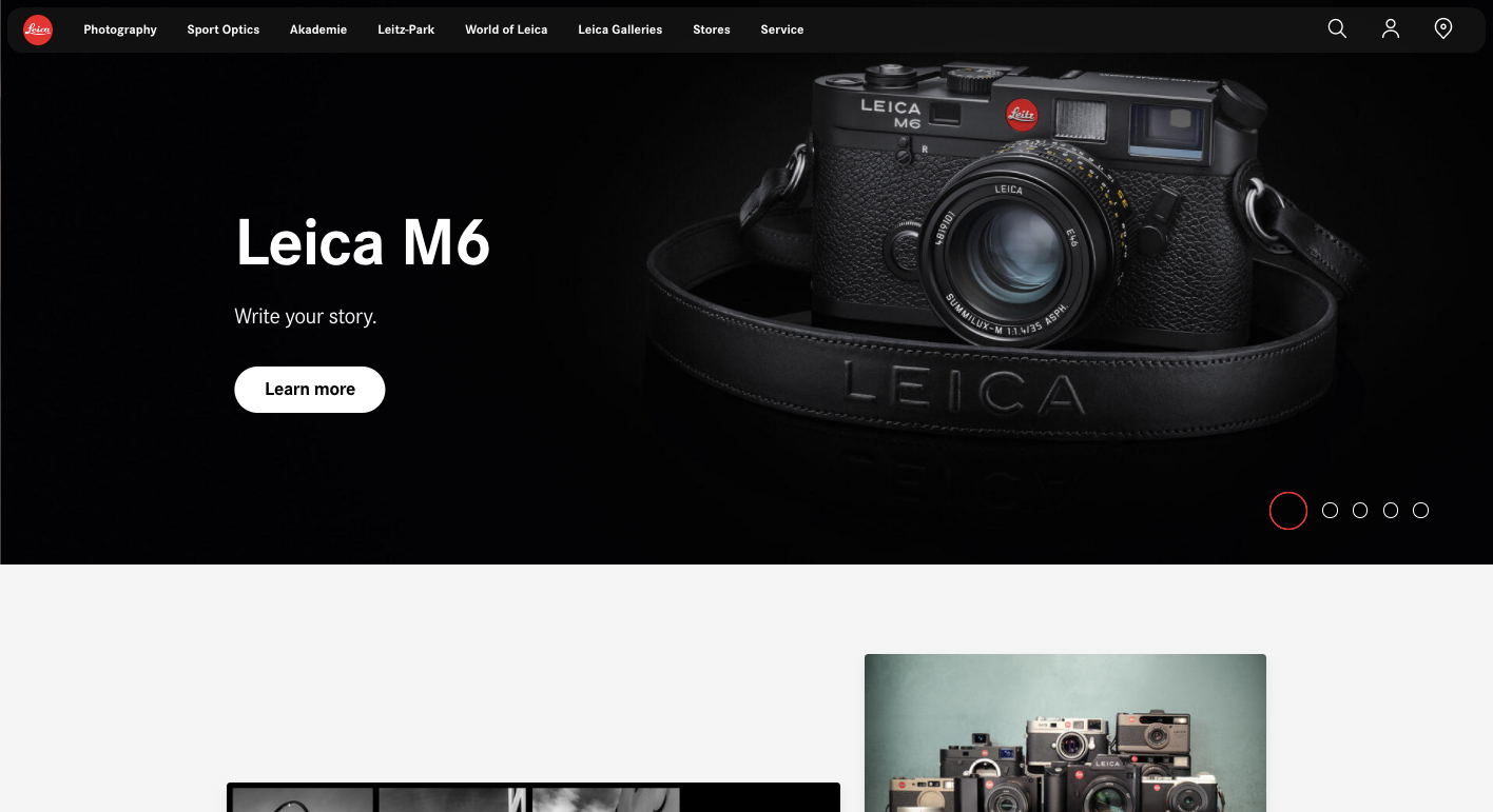 Leica website user experience