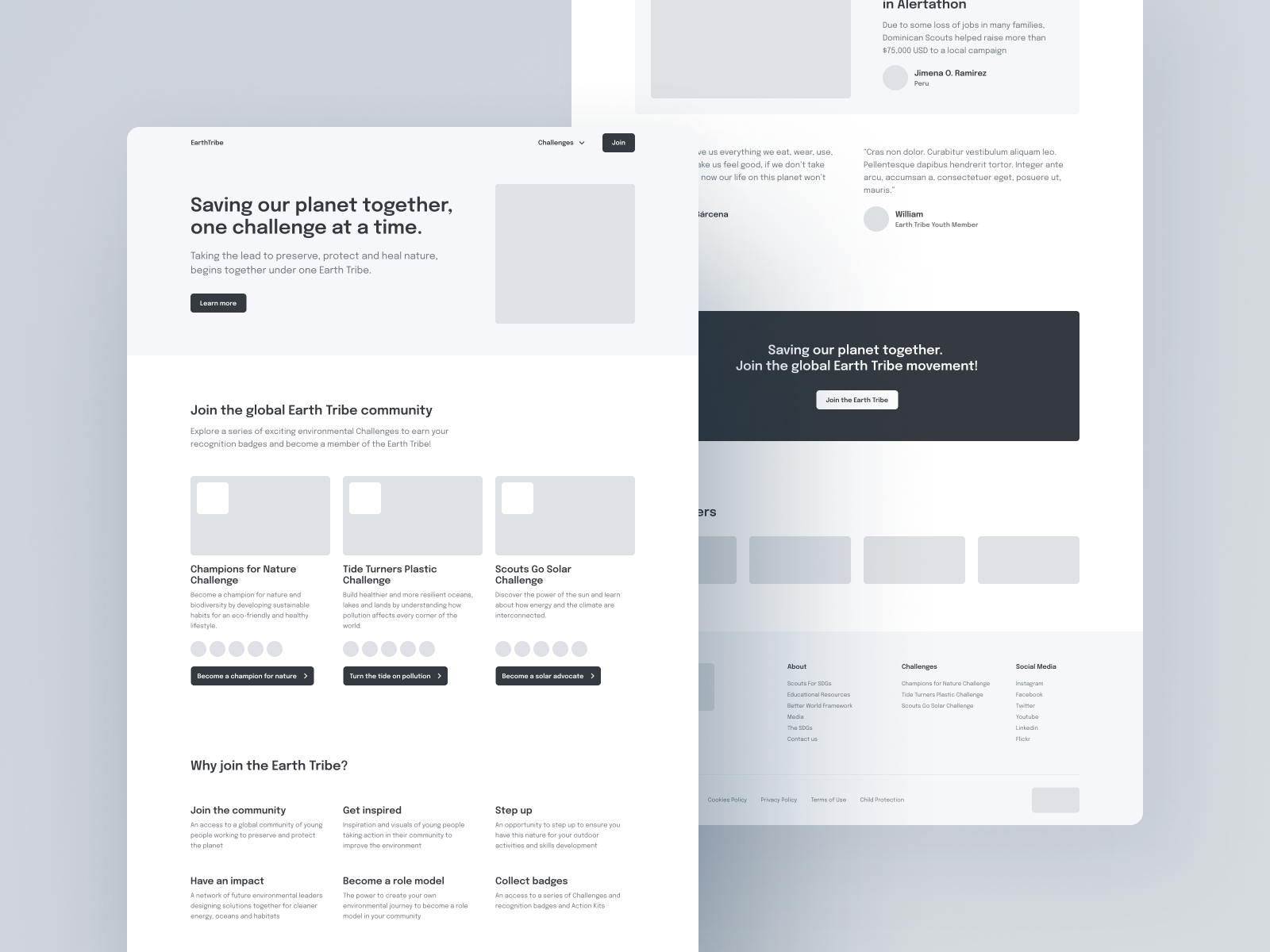 High-fidelity wireframe of a landing page