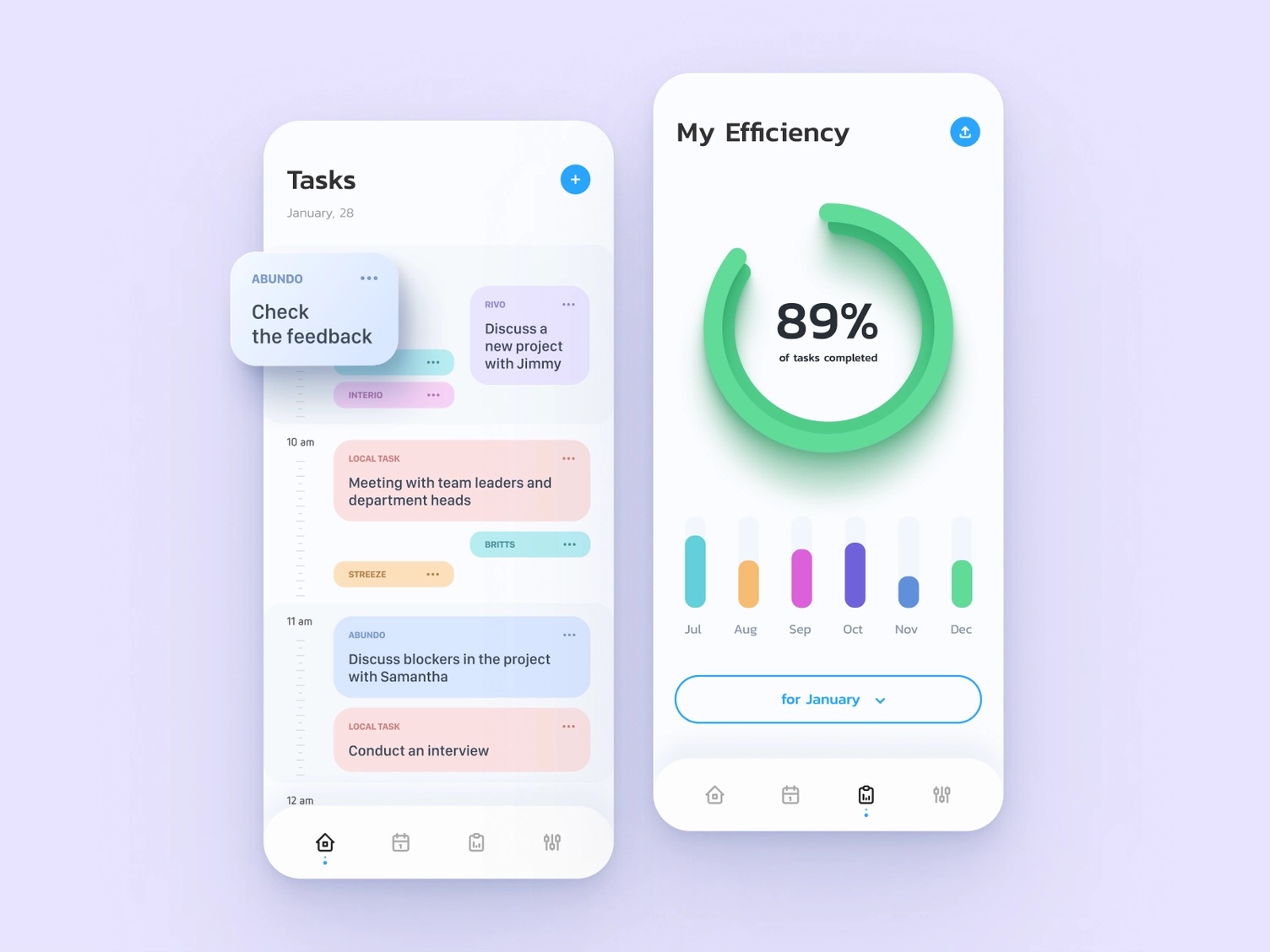 Productivity Mobile App: iOS Android UI