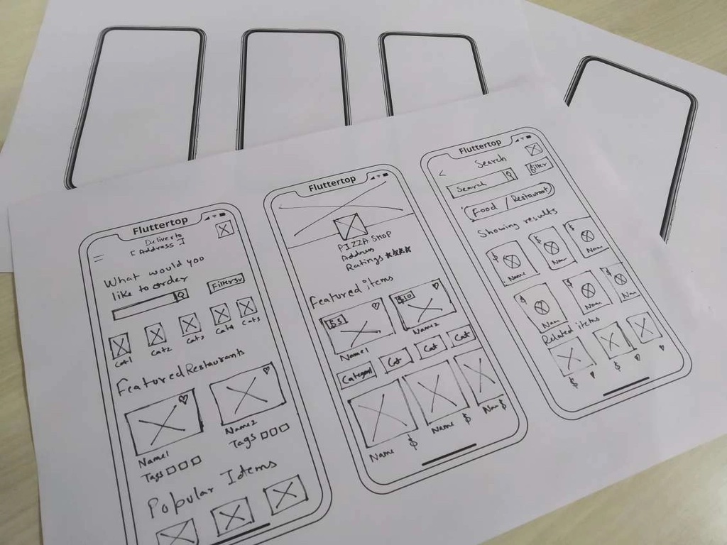Wireframe design on paper
