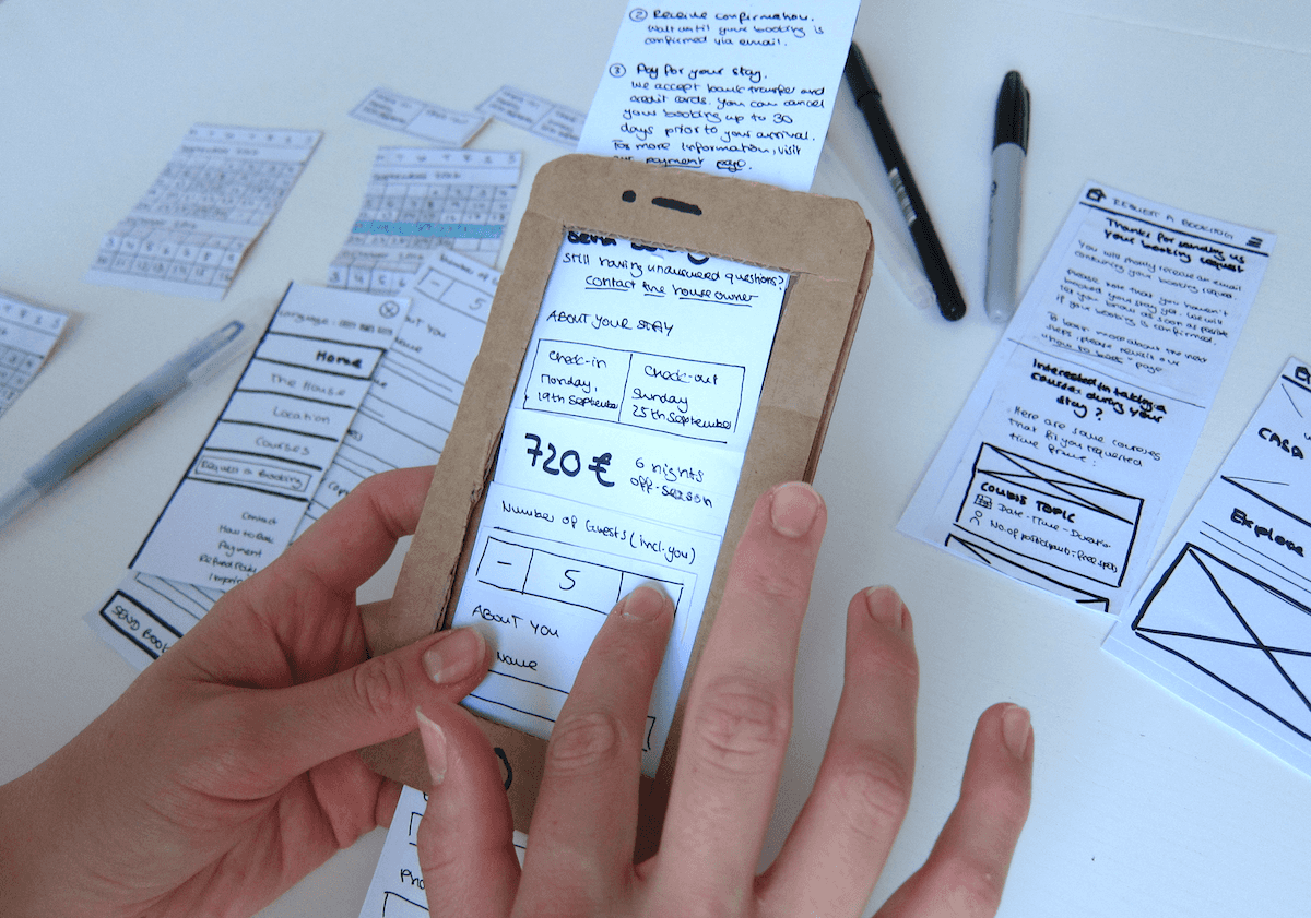 Paper prototype of a mobile app