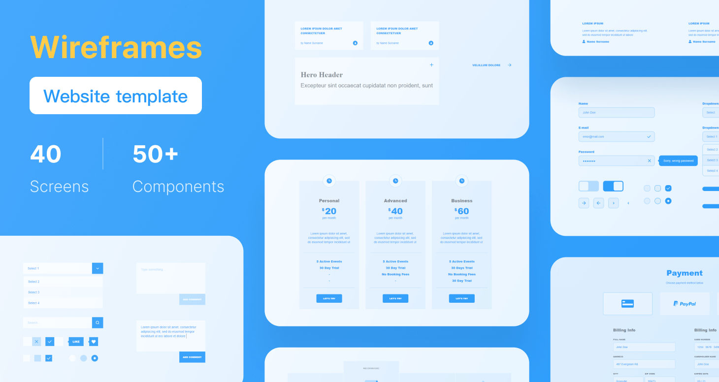 Free Mockplus Website Wireframe Templates