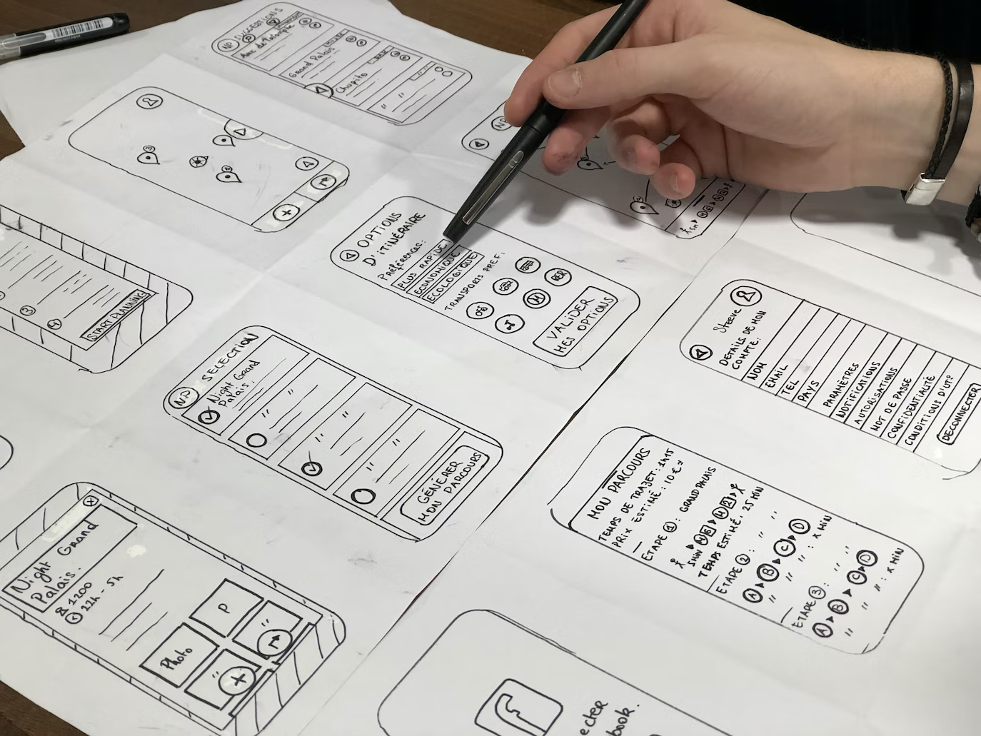 low-fidelity wireframes for a mobile app