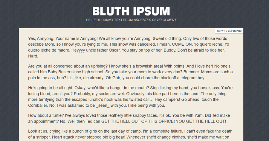 Bluth Ipsum